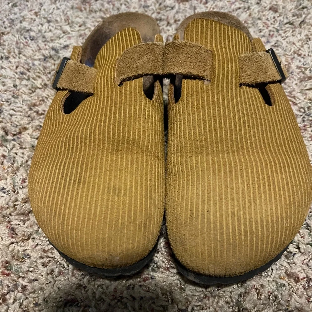 Birkenstock Boston Clog in brown tan corduroy suede 39N - Picture 2 of 4